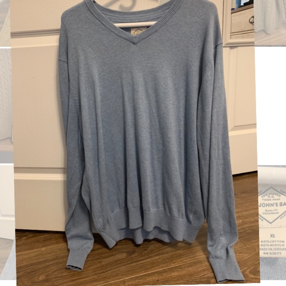 Men’s blue v-neck sweater